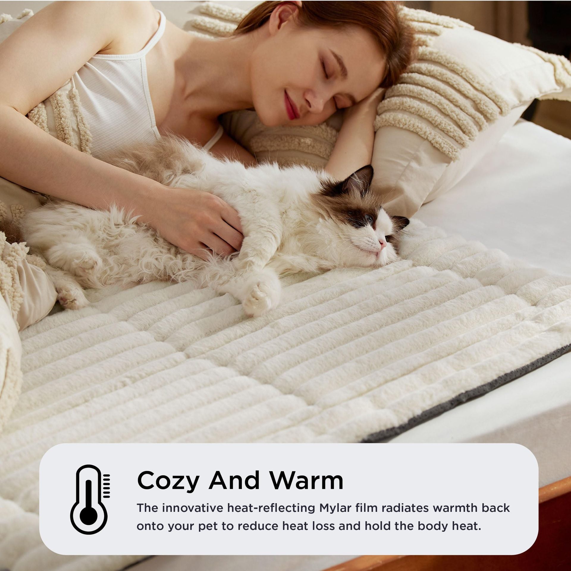 Self Warming Cat Mat For Small Cat Self Heating Dog Crate Pad Thermal Extra Warm Puppy Mat Indoor Outdoor Non-Slip